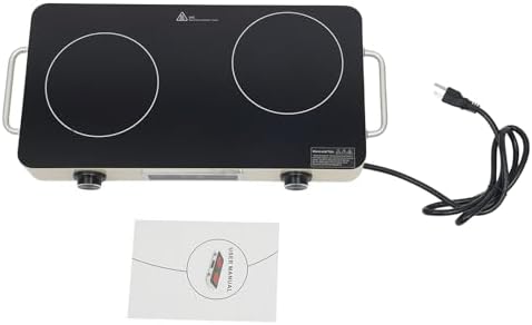 2200W Double Burner Electric Cooktop - 2-Burner Induction Stove with 99-Minute Timer, Child Safety Lock, 9 Power Settings, Portable Electric Stove for Kitchen, RV, Apartment Cooking (Silver)