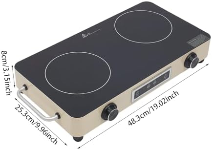 2200W Double Burner Electric Cooktop - 2-Burner Induction Stove with 99-Minute Timer, Child Safety Lock, 9 Power Settings, Portable Electric Stove for Kitchen, RV, Apartment Cooking (Silver)
