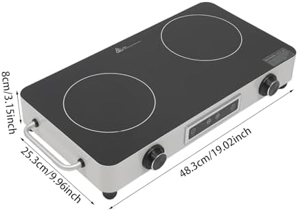 2200W Double Burner Electric Cooktop, 2-Burner Induction Stove with 99-Min Timer & Child Lock, 9 Power Settings, Portable Electric Stove for Kitchen, RV, Apartment Cooking (Silver)