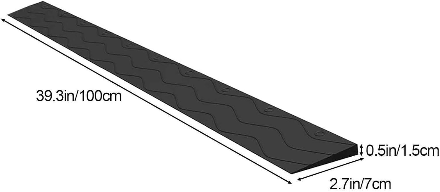 Ramp for Wheelchair for Home Steps, Door Ramp, Threshold Ramp, for Home, Vehicles, Trolleys, Can Be Cut, Simple to Install,Black-2.7x0.5in/7x1.5cm