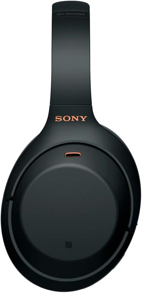 Sony WH1000XM4/B Premium Noise Cancelling Wireless Over-The-Ear Headphones Bundle with Deco Gear Wood Headphone Display Stand and Protective Travel Carry Case