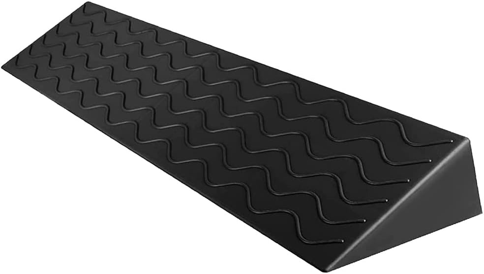 3' Rise Threshold Ramp Doorway, Rubber Wheelchair Ramp for Home Steps/Door, 39' Wide Curb Ramp, Non-Slip Textured Surface(Black,0.4' Rise/99 * 7 * 1cm)