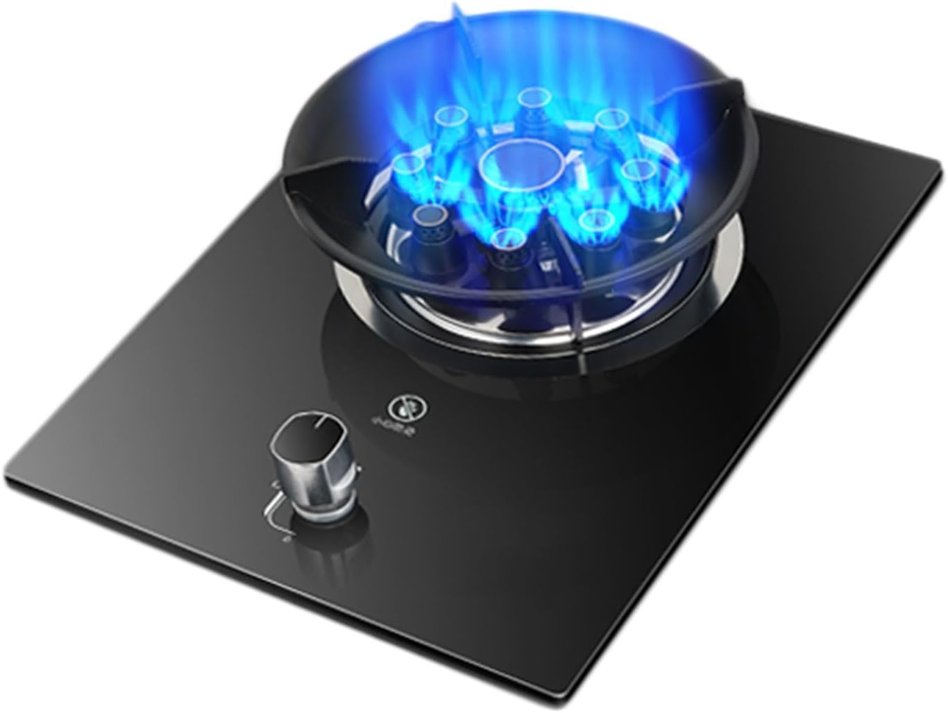 Gas Stove 1 Burner,5.2KW Camping Gas Cooker,Kitchen Counter Top Stove,Tempered Glass Cast Iron Pot Rack,with Flameout Protection,for Home Kitchen(LPG)