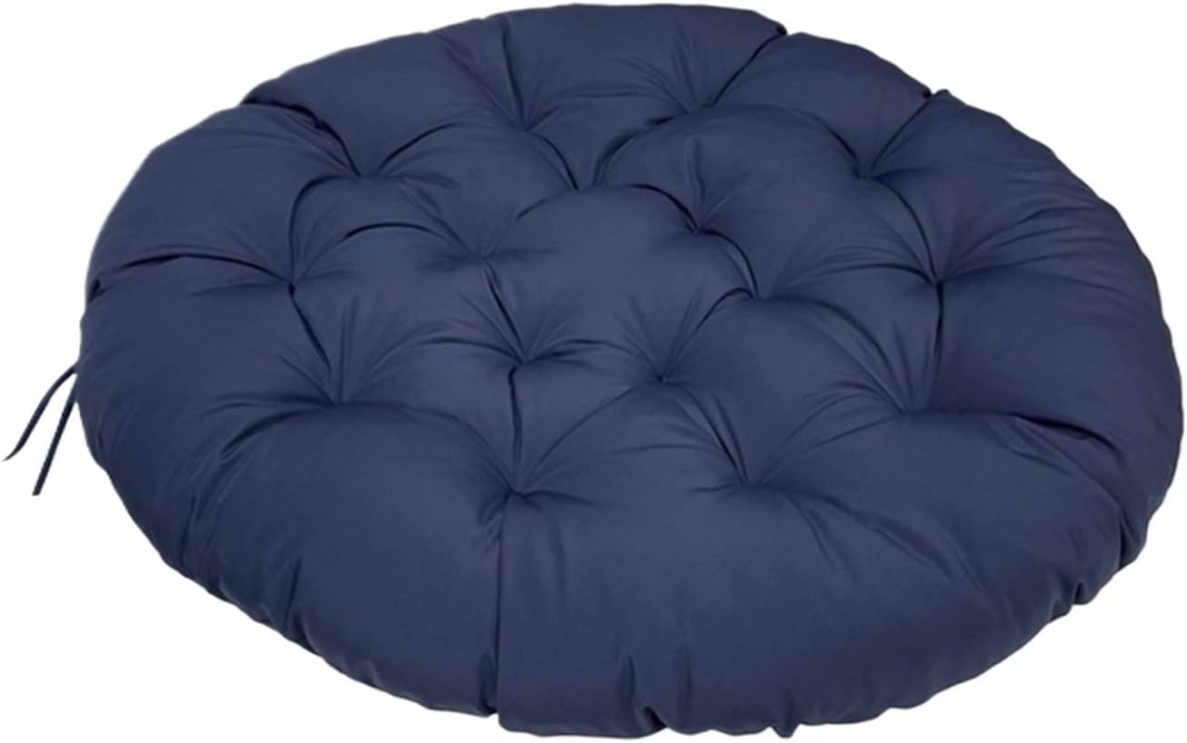 Papasan Polyester Cushion, Waterproof, Round Moon Chair Cushion, Tufted Thick Saucer Chair Cushion for Living Room Hanging Egg Chair(Dark Blue,51 * 51 in)