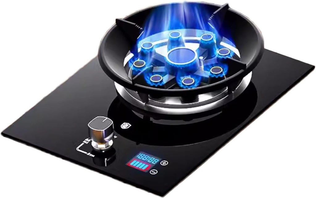 Gas Stove 1 Burner,Portable Gas Stove,Gas/LP Gas Conversion Stove,Tempered Glass Cast Iron Pot Rack,with Flameout Protection,for Home Kitchen(LPG)