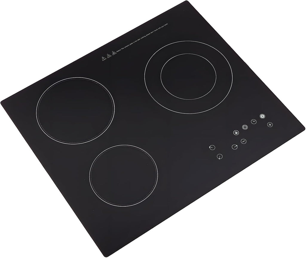 YIYIBYUS 24 Inch Electric Stove, 3 Burners 2600W 110V Portable Ceramic Cooktop, Kitchen Counter Top Stove with Sensor Touch Control, 9 Heating Level, (No Plug)