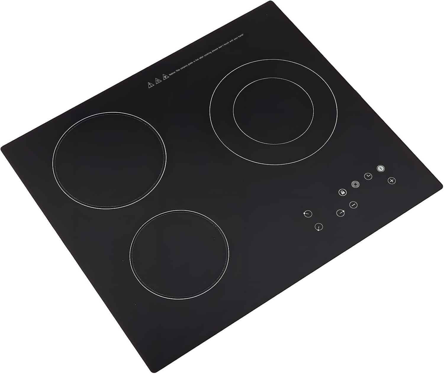 YIYIBYUS 24 Inch Electric Stove, 3 Burners 2600W 110V Portable Ceramic Cooktop, Kitchen Counter Top Stove with Sensor Touch Control, 9 Heating Level, (No Plug)