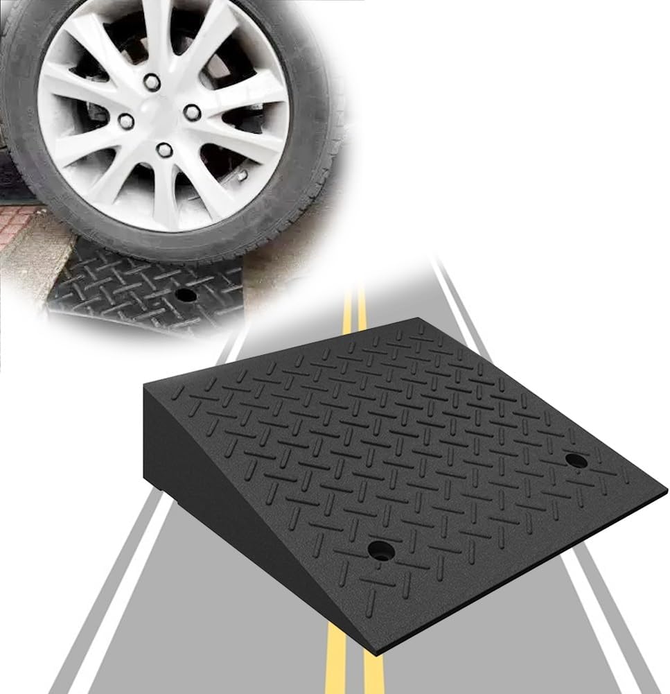 Heavy Duty Rubber Car Curb Ramps Portable Threshold Ramp Loading Ramp Slope Motorcycle Pad for Driveway Sidewalk Loading Dock Black(19.7x19.7x6.3in)