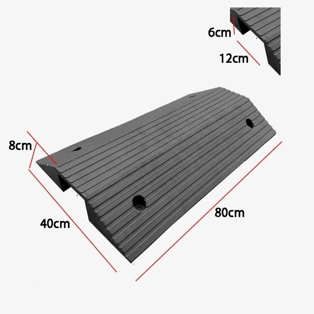 3' 4' Rise Bridge Ramp for Getting Thru Door, Non-Slip Entryway Ramp, Rubber Threshold Ramp, Driveway Curb Ramps, Indoor Outdoor Transition Ramps with Bottom Grid ﻿(3' Rise/80x40x8cm)