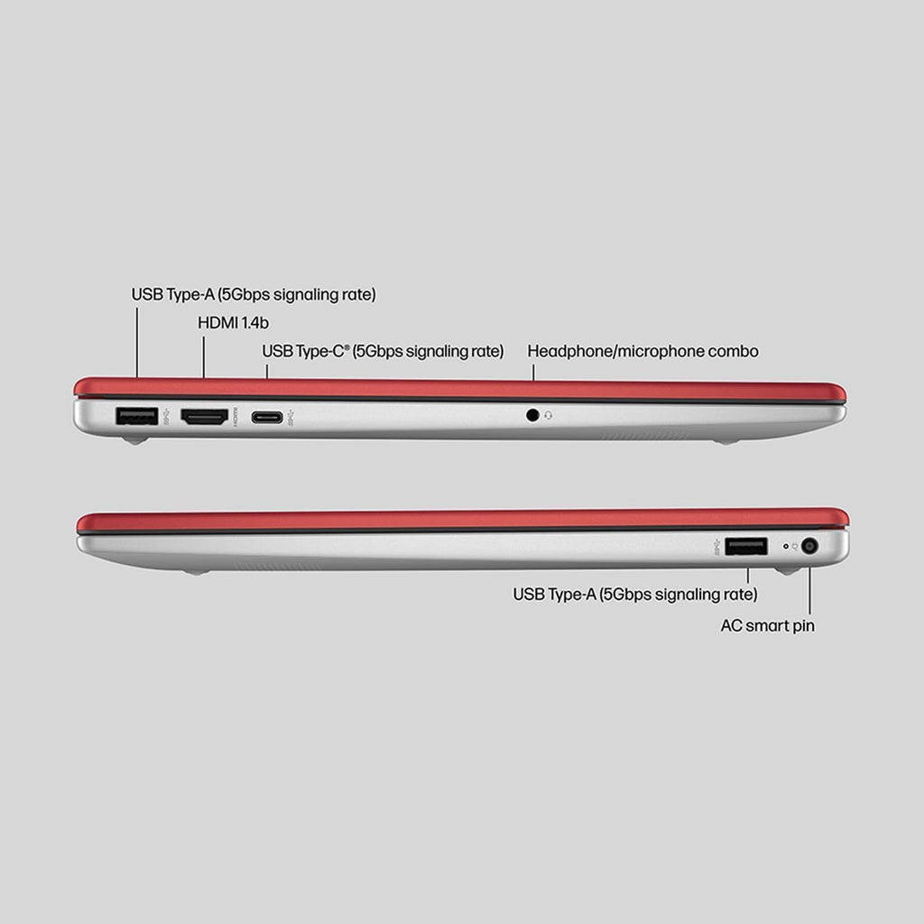 HP Laptop Computer 2024, 15.6' HD Display, Quad-Core Intel Processor N200, 8GB RAM, 384GB Storage (128GB UFS + 256GB Card), WiFi, Webcam, 1 Year Office 365, Long Battery, Win 11S+MarxsolAccessory Red