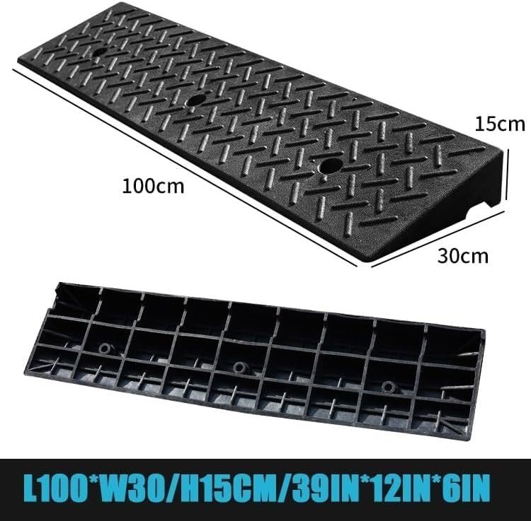 Rubber Ramps Rubber Threshold ramp, Portable Kerb, Non-Slip Transition(100 * 30 * 15cm/39 * 12 * 6in)