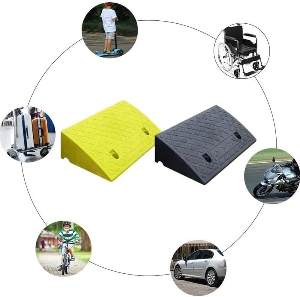 PVC Curb Ramp, Anti-Slip Driveway Ramps, 1in-7.5in Portable Threshold Ramp, Motorcycle/Cars/Wheelchairs, Lightweight Ramp for Indoor Home-2pcs (Color : Y, Size : 50x27x11cm/20x10.6x4.3in)