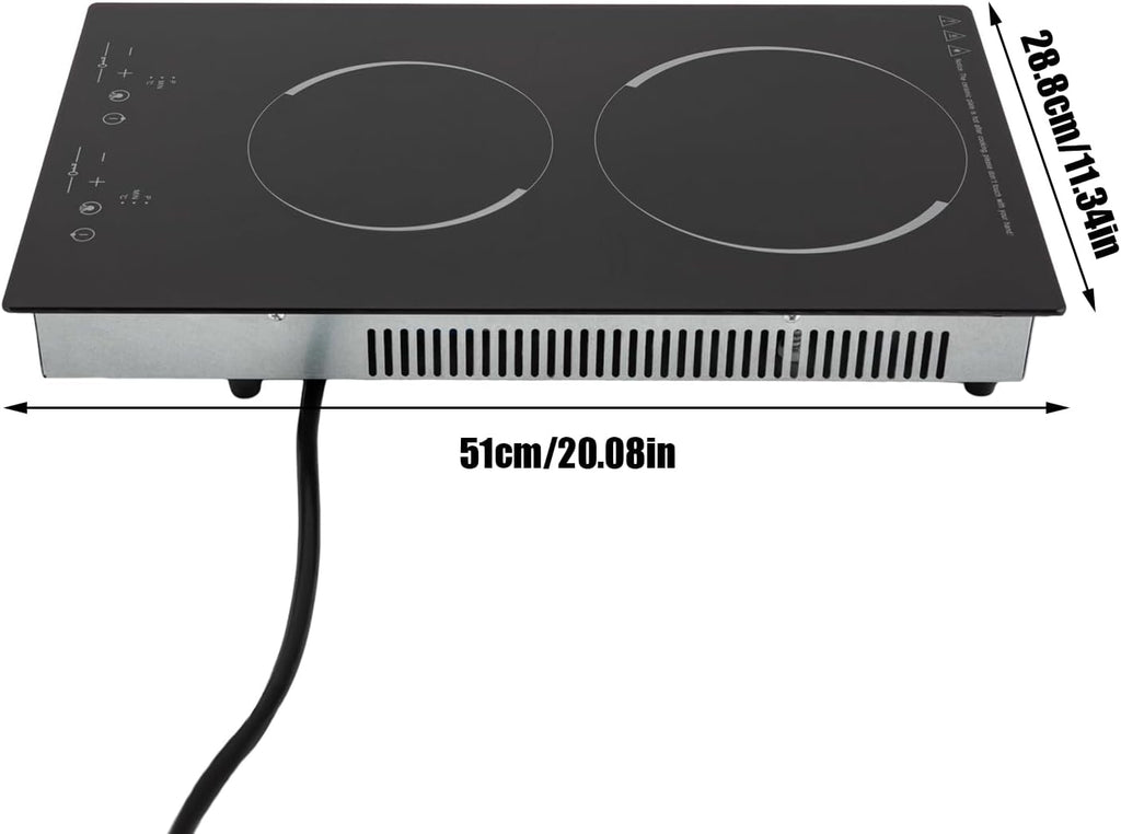 Electric Cooktop,Ceramic Cooktop with 2 Burners,Touch-adjustable Control Built-in Radiant Stove with LED Display Screen,Ceramic Cooktop with Safety Lock,Timer,Over-Temperature Protection