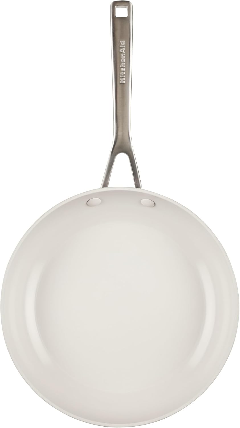 KitchenAid Hard Anodized Ceramic Induction Nonstick Pots and Pans with Saucepans, Frying Pans, Stockpot, and Lids, Dishwasher Safe, 9 Piece Cookware Set with Stainless Steel Handles - Porcelain White