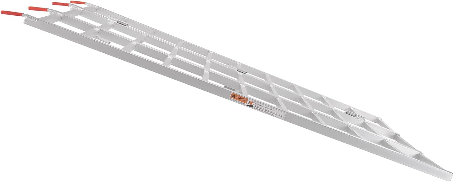 VEVOR Aluminum Ramps, 1500 lbs, Folding Loading Ramp with Load Straps, Tri-Fold Ramp for Motorcycles,UTVs, ATVs, Trucks, Lawnmowers, Snow Blowers, 77' L x 54' W, Sliver