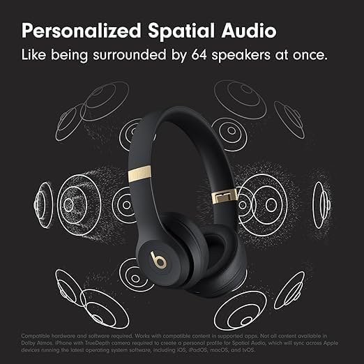 Beats Solo 4 - Wireless Bluetooth On-Ear Headphones, Apple & Android Compatible, Up to 50 Hours of Battery Life - Black & Gold (Renewed Premium)
