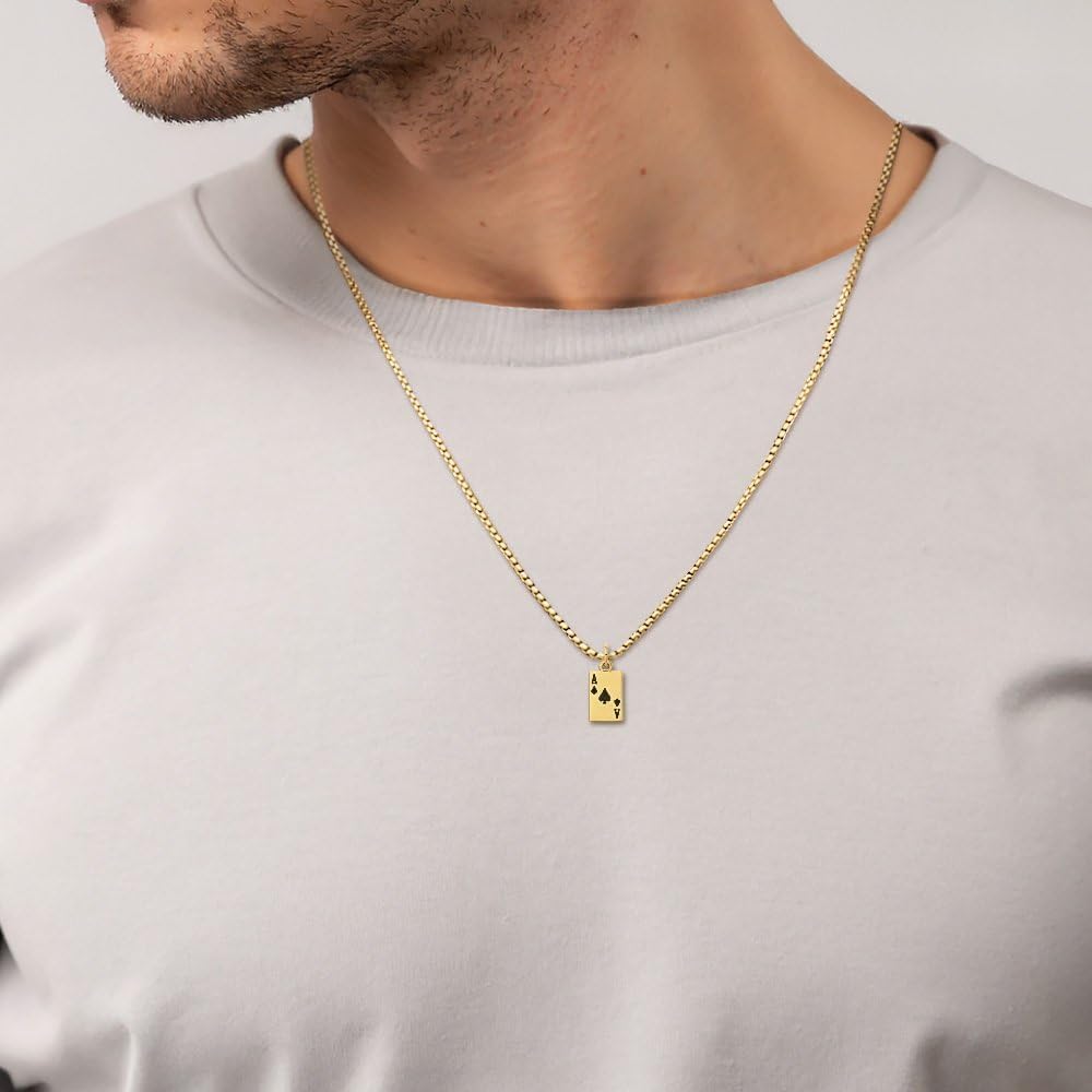 IceCarats 14K Yellow Gold Ace of Spades Pendant Necklace, 18mm 3/4 inch | Polished, Solid, Medium