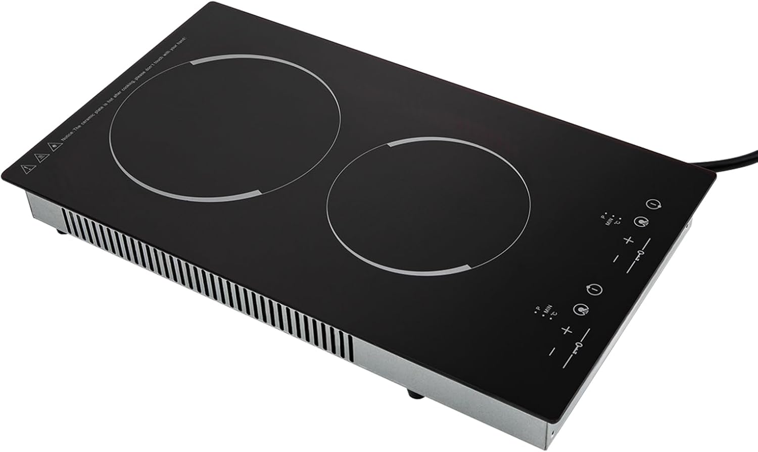 Electric Cooktop 110v, Electric Stove Countertop & Built-in, Cooktop with 9 Power Levels, Sensor Touch Control, Safety Lock, Timer, No Plug (2 Burners)