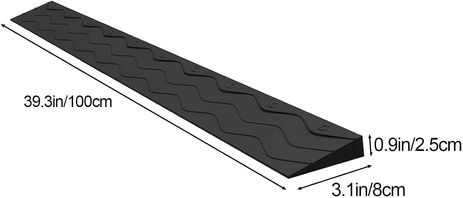 Ramp for Wheelchair for Home Steps, Door Ramp, Threshold Ramp, for Home, Vehicles, Trolleys, Can Be Cut, Simple to Install,Black-3.1x0.9in/8x2.5cm