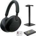 Sony WH-1000XM5 The Best Wireless Noise Canceling Headphones with Auto Noise Canceling Optimizer, Crystal Clear Hands-Free Calling, and Alexa Voice Control, with Stand, P-Bank & Wall Plug (Black)