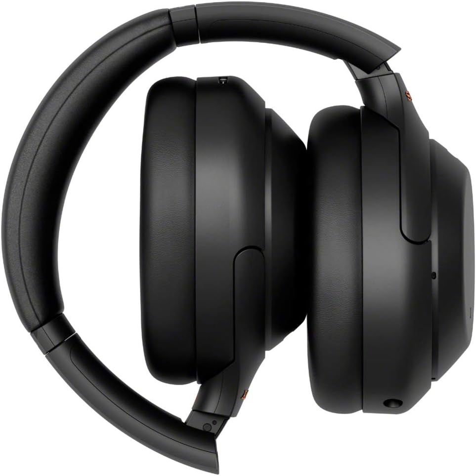 Sony WH1000XM4/B Premium Noise Cancelling Wireless Over-The-Ear Headphones Bundle with Deco Gear Wood Headphone Display Stand and Protective Travel Carry Case