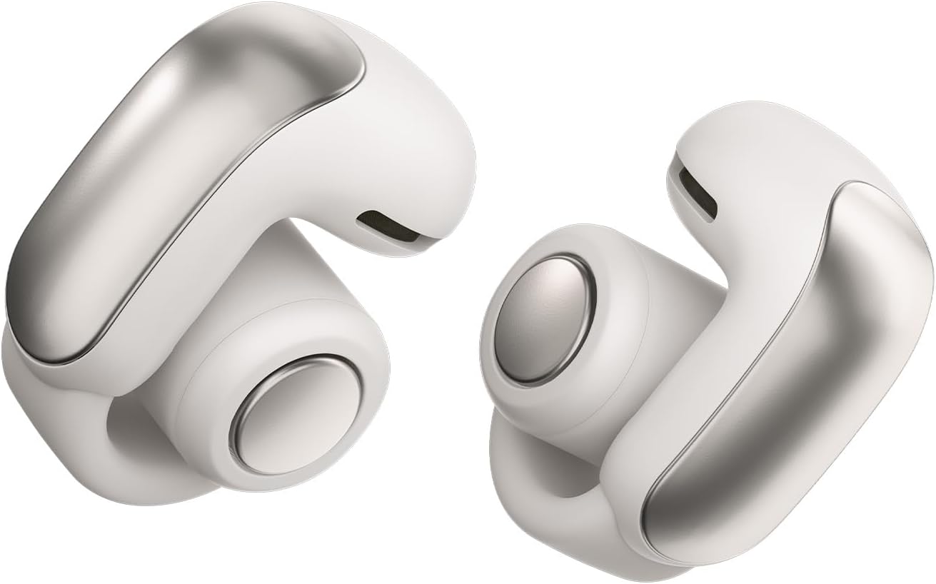Bose Ultra Open Earbuds with Immersive Audio, Open Ear Wireless Clip on Earbuds for Comfort, OpenAudio for Awareness, Up to 48 Hours of Battery Life, White Smoke (Renewed)