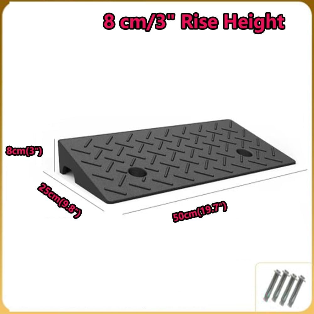 2 Pcs Driveway Curb Ramps, Rubber Wheelchair Ramp Portable Doorway Threshold Ramp, Heavy Duty Loading Ramp Shed Ramps for Cars Warehouse Dock(H 8 CM/3')