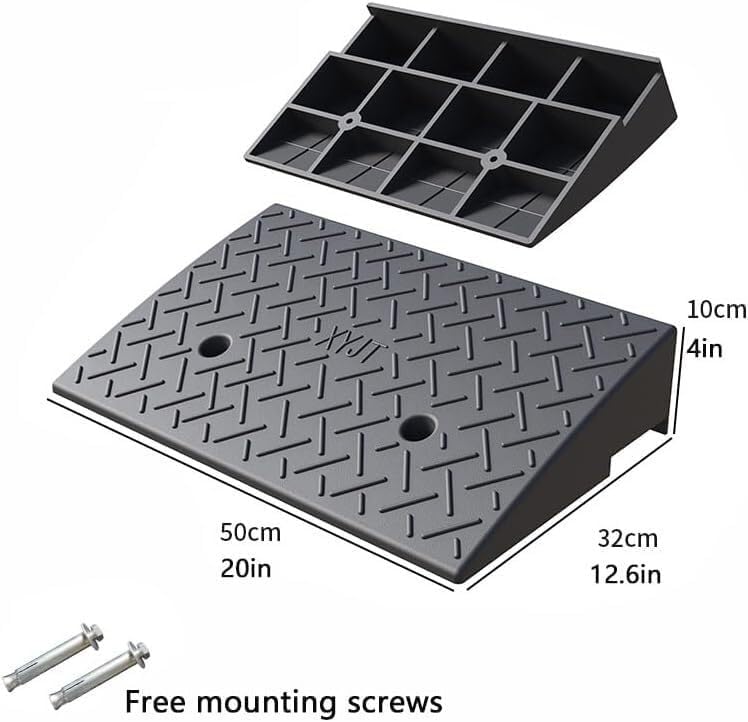 Rubber Ramps Threshold ramp, Rubber Road Curb ramp, car ramp pad with Anti-Slip Surface(50 * 32 * 10cm/50 * 12.6 * 4in)