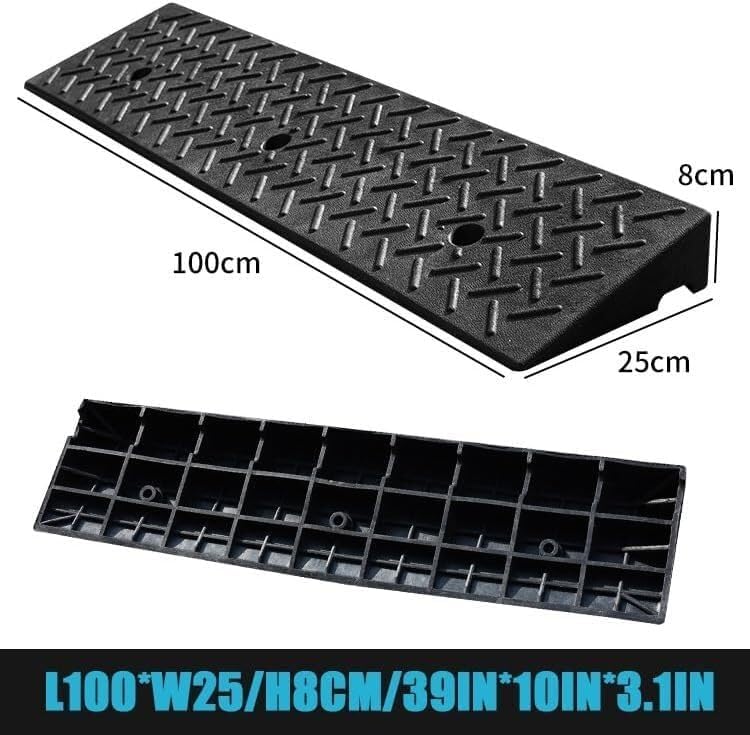 Rubber Ramps Rubber Threshold ramp, Portable Kerb, Non-Slip Transition(100 * 25 * 8cm/39 * 10 * 3.1in)