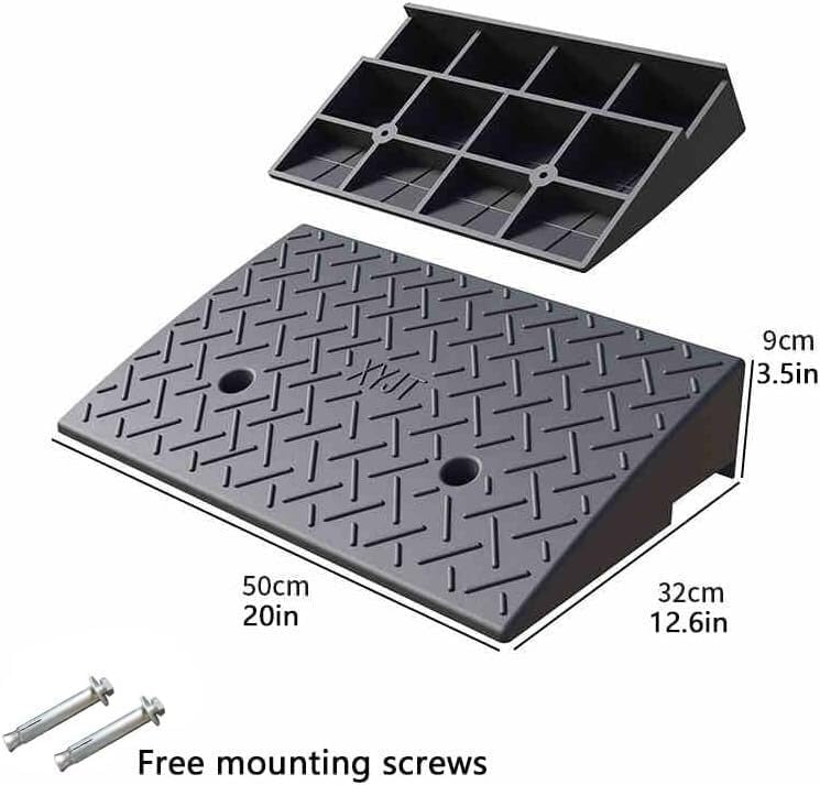 Rubber Ramps Threshold ramp, Rubber Road Curb ramp, car ramp pad with Anti-Slip Surface(50 * 32 * 9cm/50 * 12.6 * 3.5in)