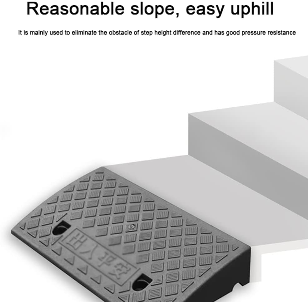 2' Rise Threshold Ramp, Door Entry Ramp for Wheelchair/Doorways/Scooter, Rubber Curb Ramp with Non-Slip Surface, 4.3'-7.5' High 2200 Lbs Load Capacity ﻿(Yellow,1.6' Rise/4cm)