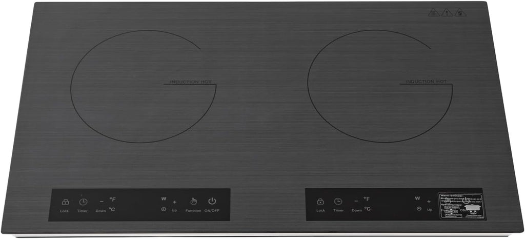4000W Double Induction Cooktop, 24 inch Electric Hot Plate Dual Burner Induction Cooker, Cooker with 9 Power Levels for Cooking in Kitchen, RV, Apartment