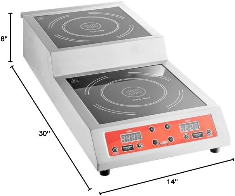 Stainless Steel Double Countertop Step-Up Induction Range/Cooker - 208-240V, 3600W
