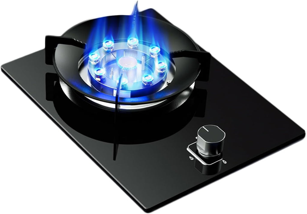 Propane Stove 1 Burner,5.2KW 9-Cavity Gas Cooktop,Auto Ignition,Includes Regulator and Hose,for Camping and Emergency Cooking(Black,NG)
