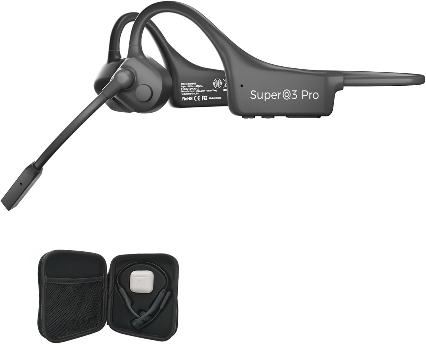 Open Ear Bone Conduction Headphones with mic - Bluetooth Headset Waterproof Bone Conducting Earphones, Headphones Wireless Earbuds Set, with QCC Chip, CVC8.0 Noise-canceling