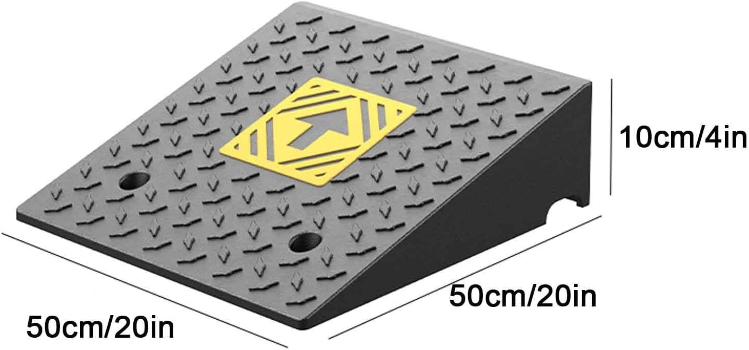 Car Ramps High Strength Rubber Material, Door Threshold Ramp Anti-Slip Surface and Hollow Grid at The Bottom, Water Channel Design for Cars, Wheelchairs(50x50x10cm/20x20x4in)