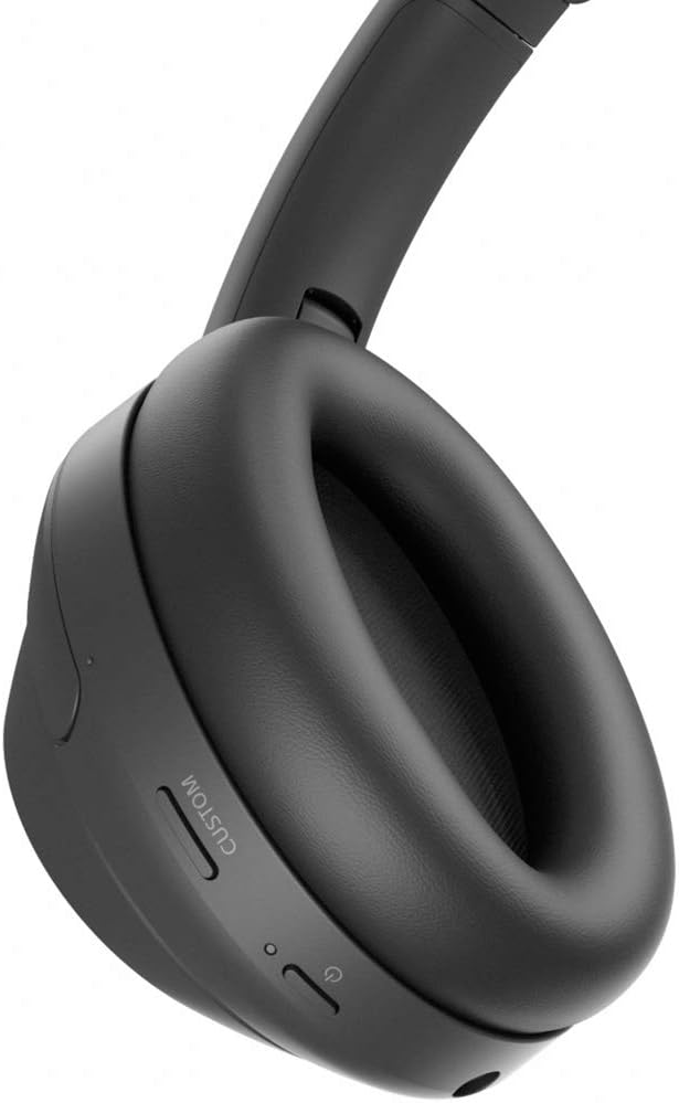 Sony WH1000XM4/B Premium Noise Cancelling Wireless Over-The-Ear Headphones Bundle with Deco Gear Wood Headphone Display Stand and Protective Travel Carry Case
