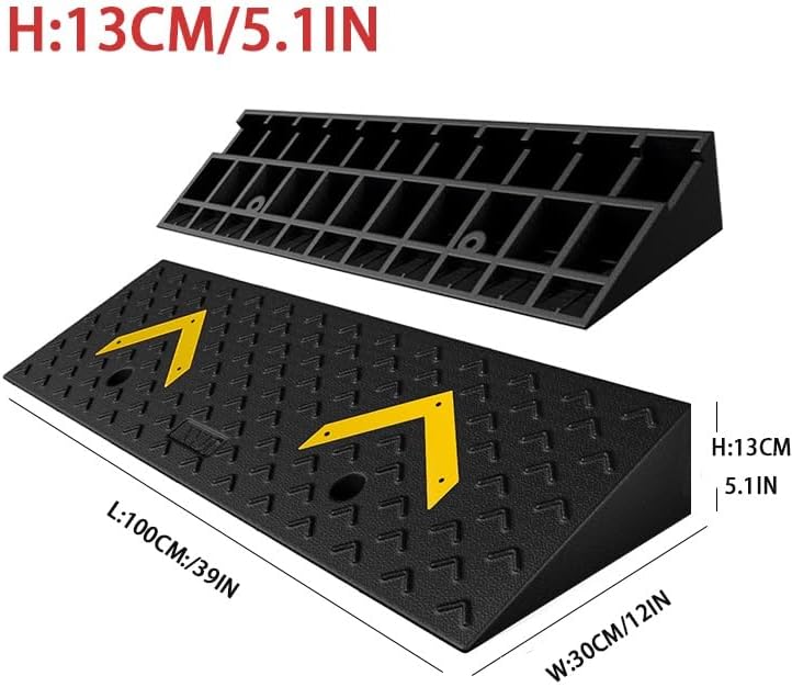 Rubber Car Slope Ramp, Heavy Duty Loading Ramp, 3' 4' 5' 6' Rise Height Threshold Ramp, Wheelchair Ramp for Home/Door/Floor/Indoor Step(100 * 30 * 13cm/39 * 12 * 5.1in)