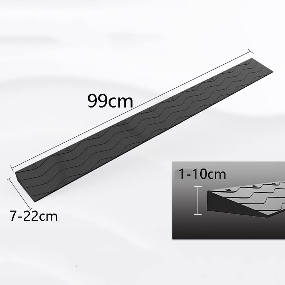 3' Rise Threshold Ramp Doorway, Rubber Wheelchair Ramp for Home Steps/Door, 39' Wide Curb Ramp, Non-Slip Textured Surface(Black,0.4' Rise/99 * 7 * 1cm)