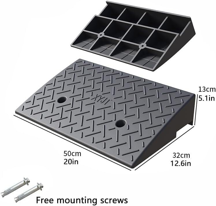 Rubber Ramps Threshold ramp, Rubber Road Curb ramp, car ramp pad with Anti-Slip Surface(50 * 32 * 13cm/50 * 12.6 * 5.1in)
