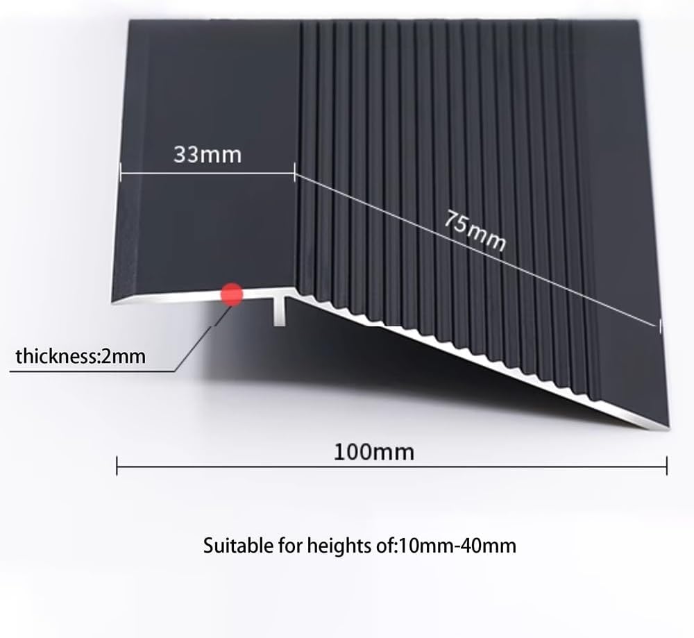4 Inch Floor Transition Strip Threshold Ramp Aluminum 35'' Door Threshold Ramp Decorations of The Edge of Carpet/laminate AntiStumbling(Black,5pcs)