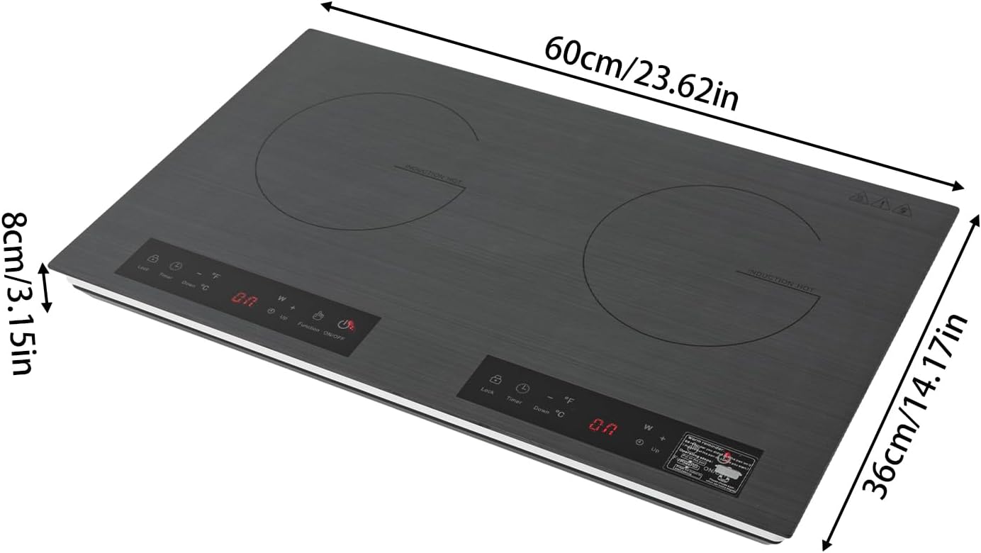 DYRABREST 4000W Dual-Zone Induction Cooktop Portable Induction Cooke Compact Electric Stove with Sensor Touch & 3H Timer for RV, Camping, Dorms, and Small Kitchens