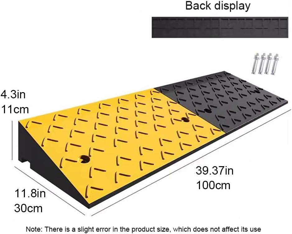 5' 6' Driveway Curb Ramps Heavy Duty Car Ramp 10 Ton Loading Threshold Ramp, Non-Slip Rubber Wheelchair Ramp for Trucks Motorhome Scooter(4.3' Rise/11cm)