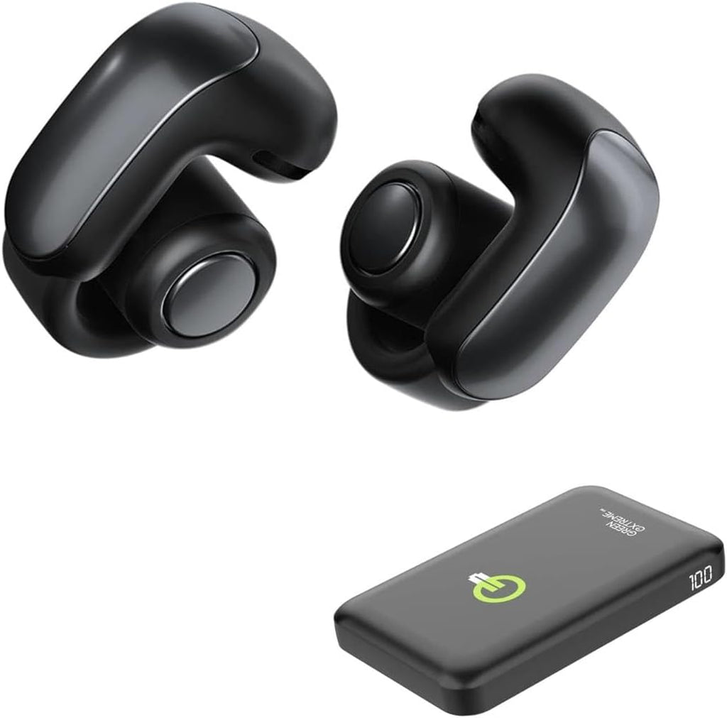 Bose New Ultra Open Earbuds with Immersive Audio, Open Ear Wireless Clip on Earbuds for Comfort, OpenAudio for Awareness, Up to 48 Hours of Battery Life with Green Extreme Portable Charger
