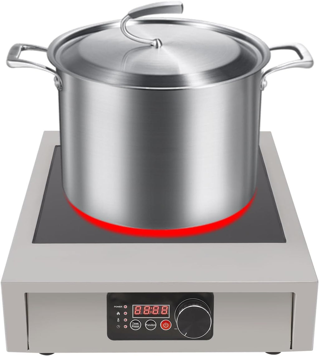 Electric Hot Plate for Cooking Portable Single Burner 3500W Stainless Steel hot plates Heat-up in Seconds Adjustable Temperature Control Stainless Steel Non-Slip Rubber Feet for Home Dorm