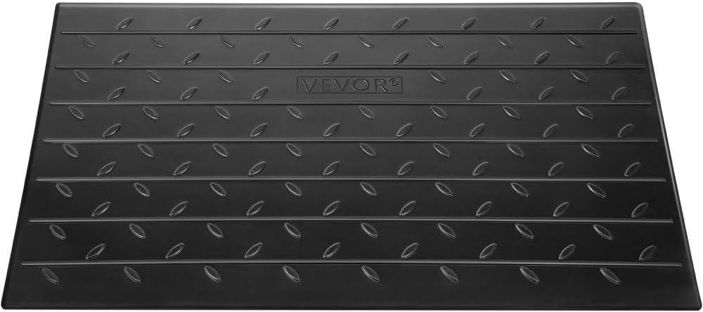 Heavy Duty Rubber Threshold Ramp for Doorways with 3-Channel Cord Cover, 4 Inch Rise, Non-Slip Surface, Supports Up to 2200 Lbs for Wheelchairs, Scooters, and Mobility Devices