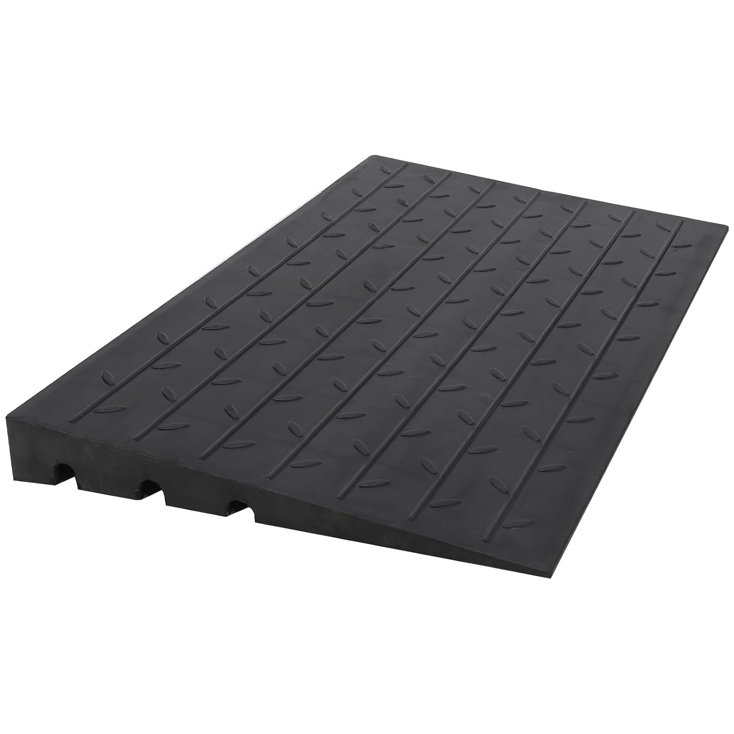 Rubber Threshold Ramp, 4' Ramp for Wheelchair, Scooter, 3 Channels Doorway Ramp, Wheelchair Ramp, Handicap Ramps for Home Entry, Driveway, Curbs, Steps with Slip-Resistant Surface, 2500 Lbs Capacity