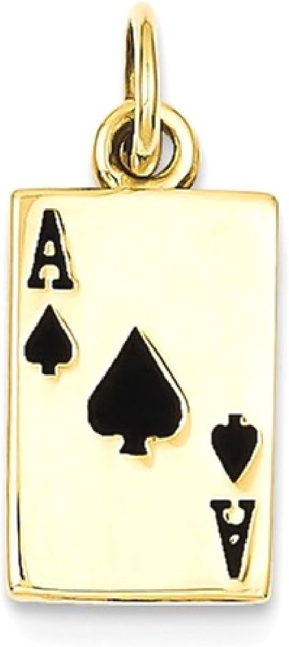 IceCarats 14K Yellow Gold Ace of Spades Pendant Necklace, 18mm 3/4 inch | Polished, Solid, Medium