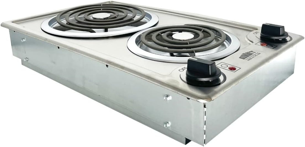 Summit 12' 2 Burner Electric Cooktop 115 Volt Coil Electric Cooktop, ADA compliant, Stainless Steel- CCE213SS