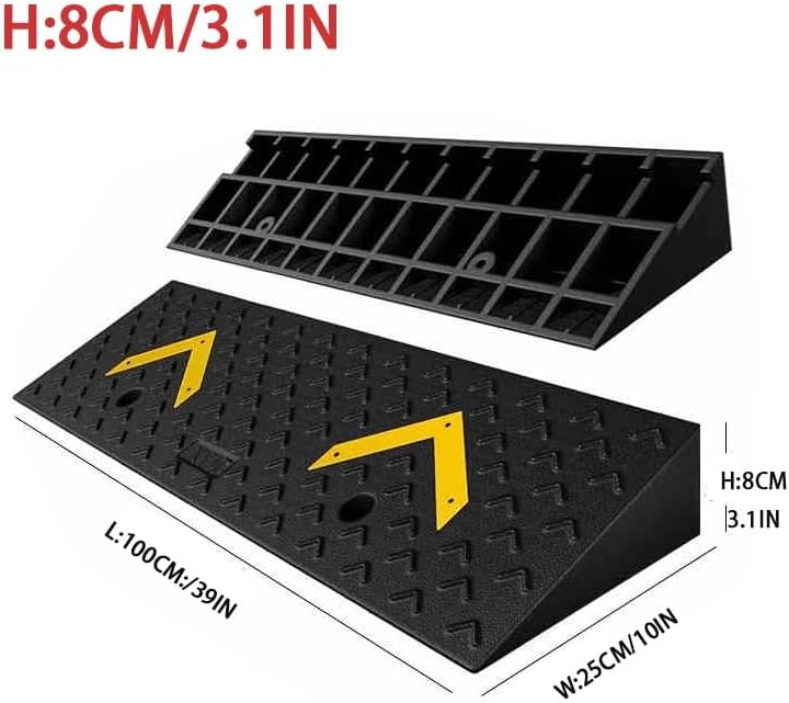 Rubber Car Slope Ramp, Heavy Duty Loading Ramp, 3' 4' 5' 6' Rise Height Threshold Ramp, Wheelchair Ramp for Home/Door/Floor/Indoor Step(100 * 25 * 8cm/39 * 10 * 3.1in)